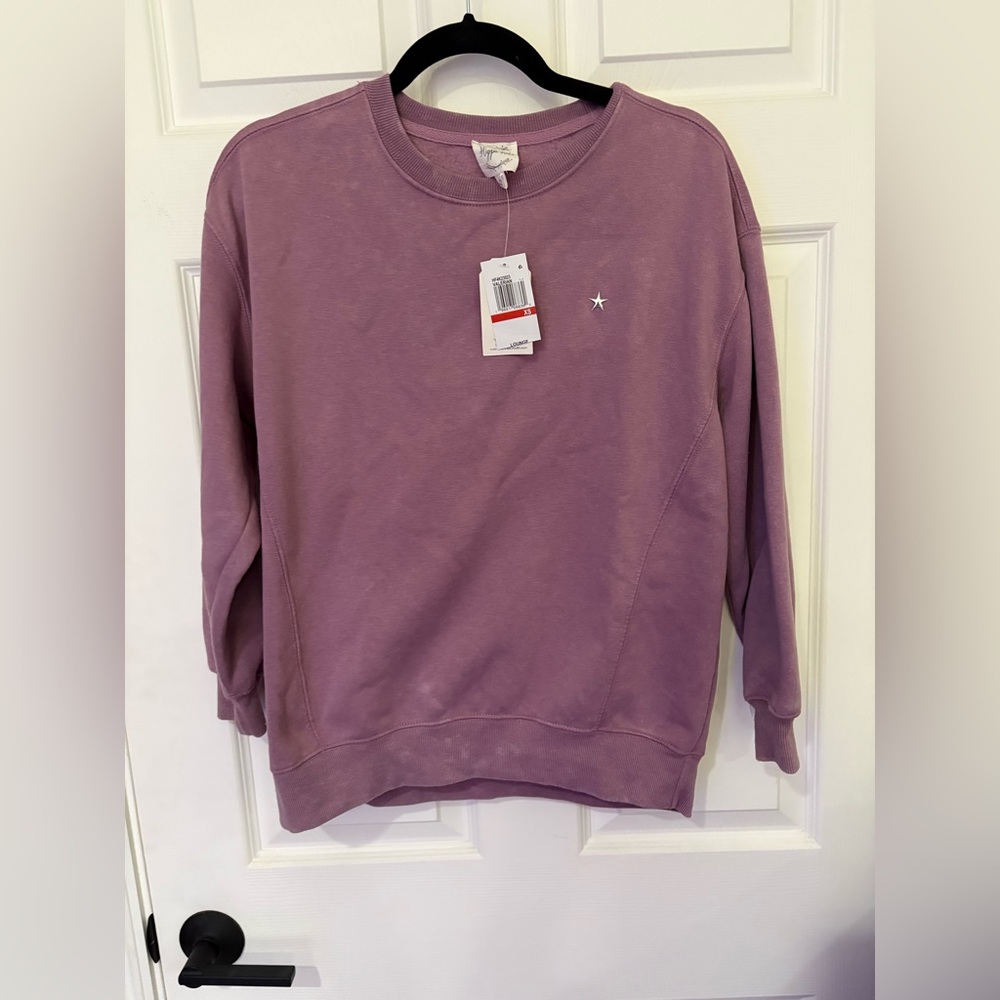 NWT Hippie Rose Women’s Juniors' Fleece Mineral Wash Crewneck XS Purple